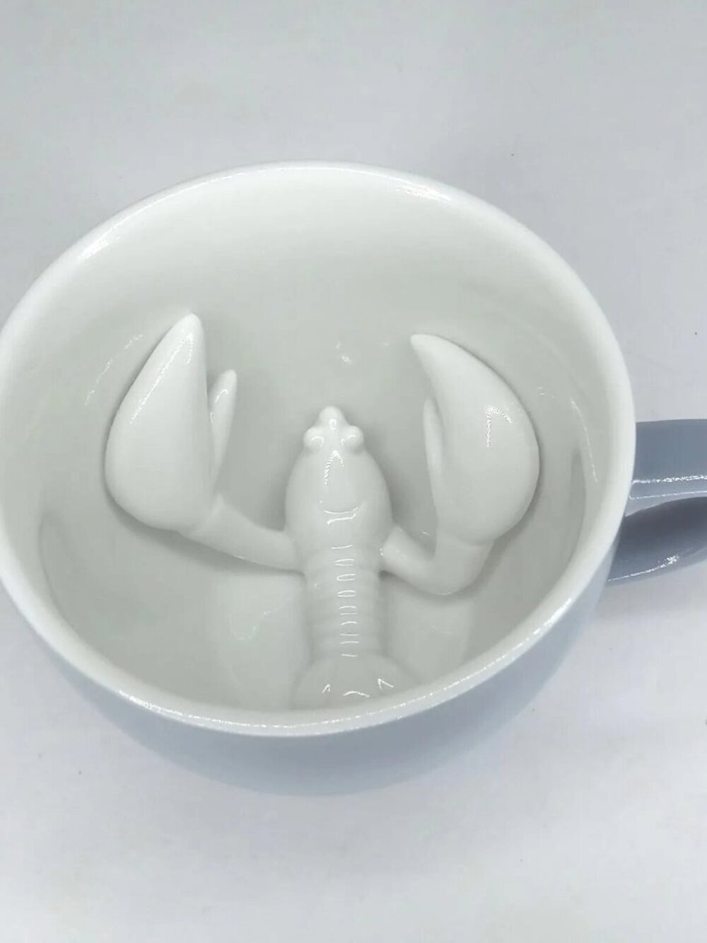 Creature Cups 3D Lobster Coffee Mug Gray 11 oz Ceramic Nautical Ocean Cup